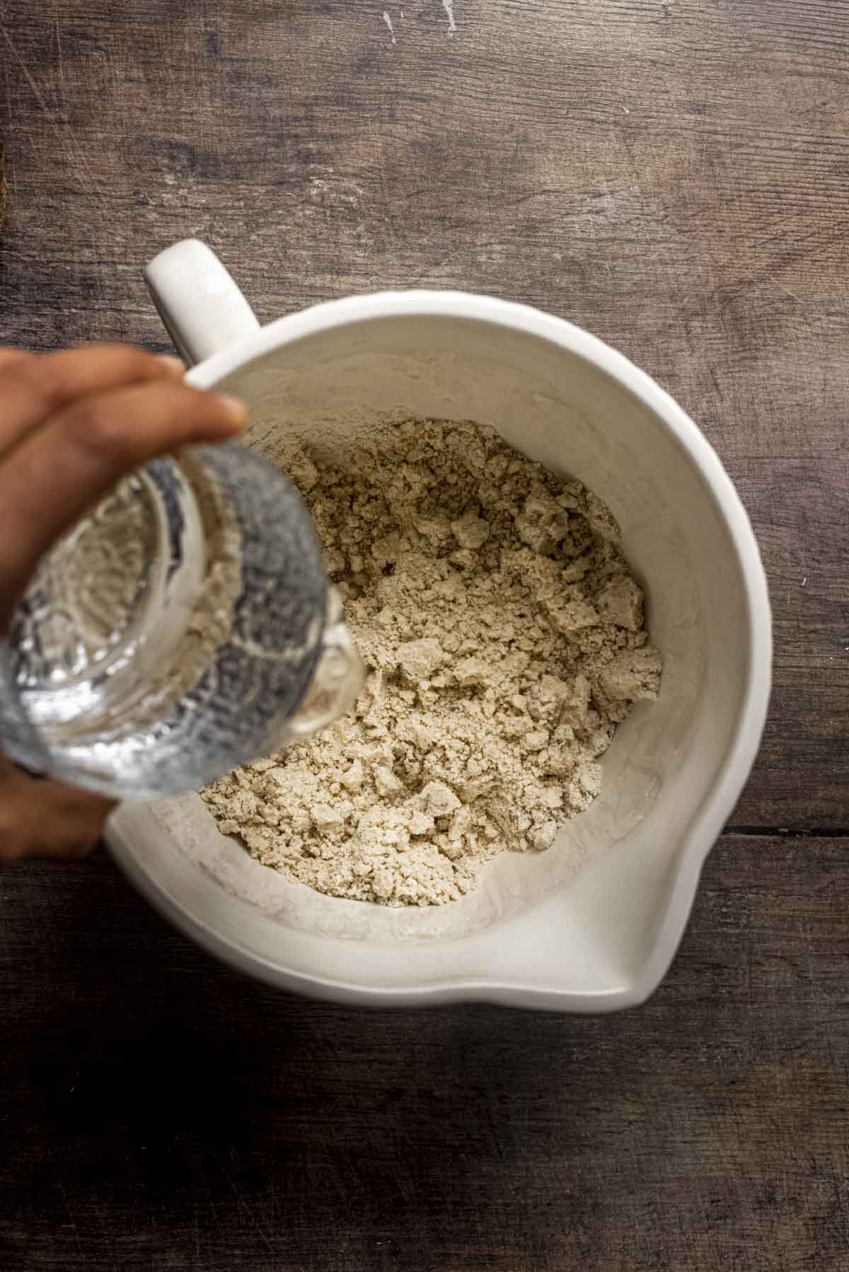 Gradually add water.