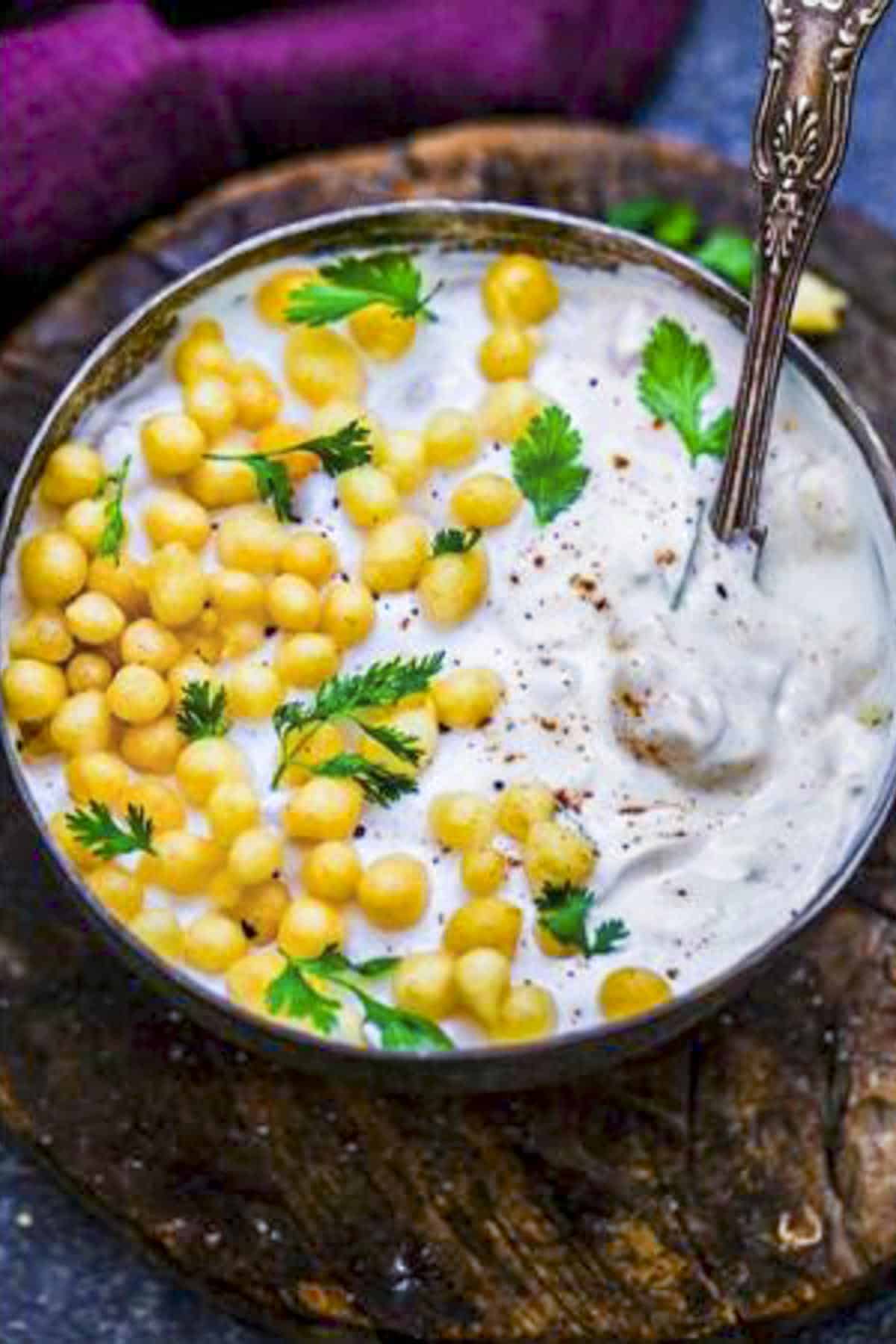 boondi raita served in a bowl.
