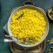 Indian pilau rice served in a bowl