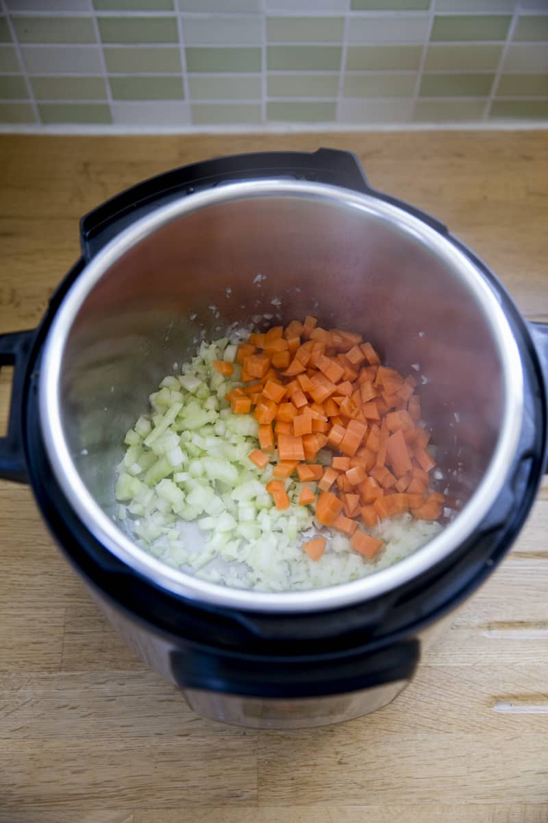 saute the onion, celery and carrots in instant pot