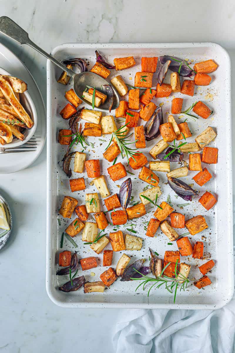 Roasted Winter root vegetables traybake (Vegan) Sandhya's Kitchen