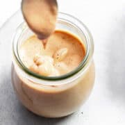 vegan burger sauce in a mason jar.