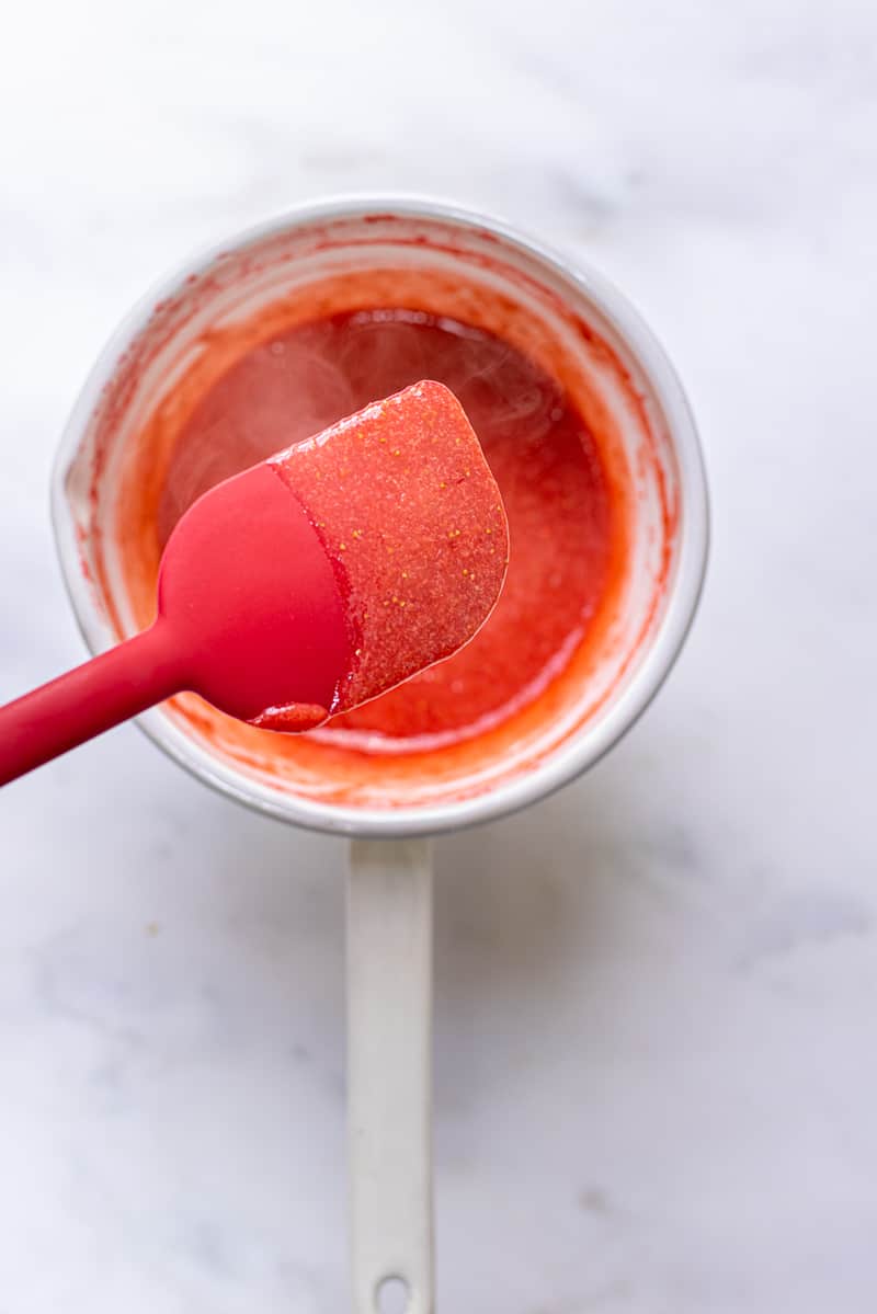 fresh strawberry puree for the cheesecake filling.