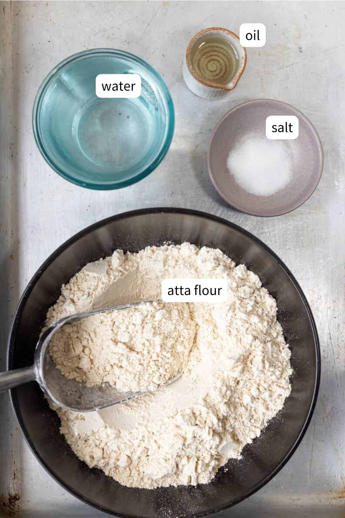 Ingredients to make Homemade Chapati.