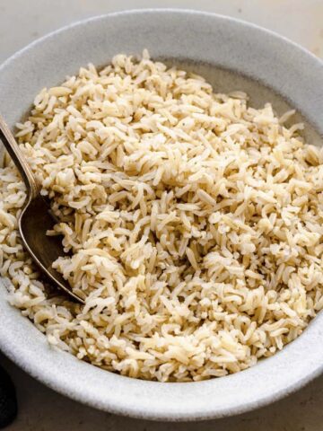 brown basmati rice served in a bowl