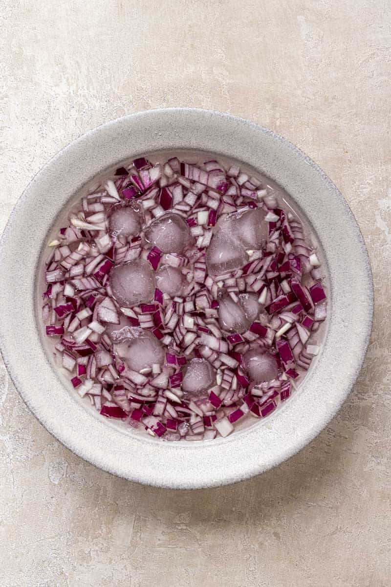 soak red onion in ice water