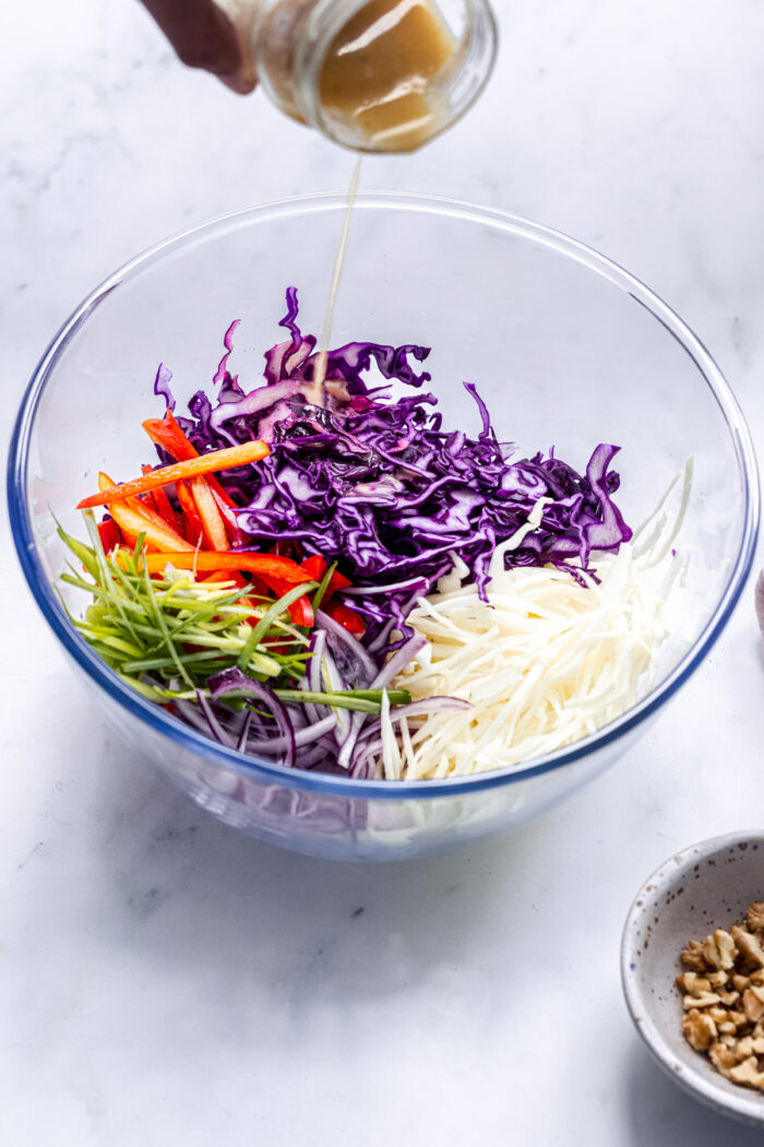 christmas coleslaw ingredients in a bowl