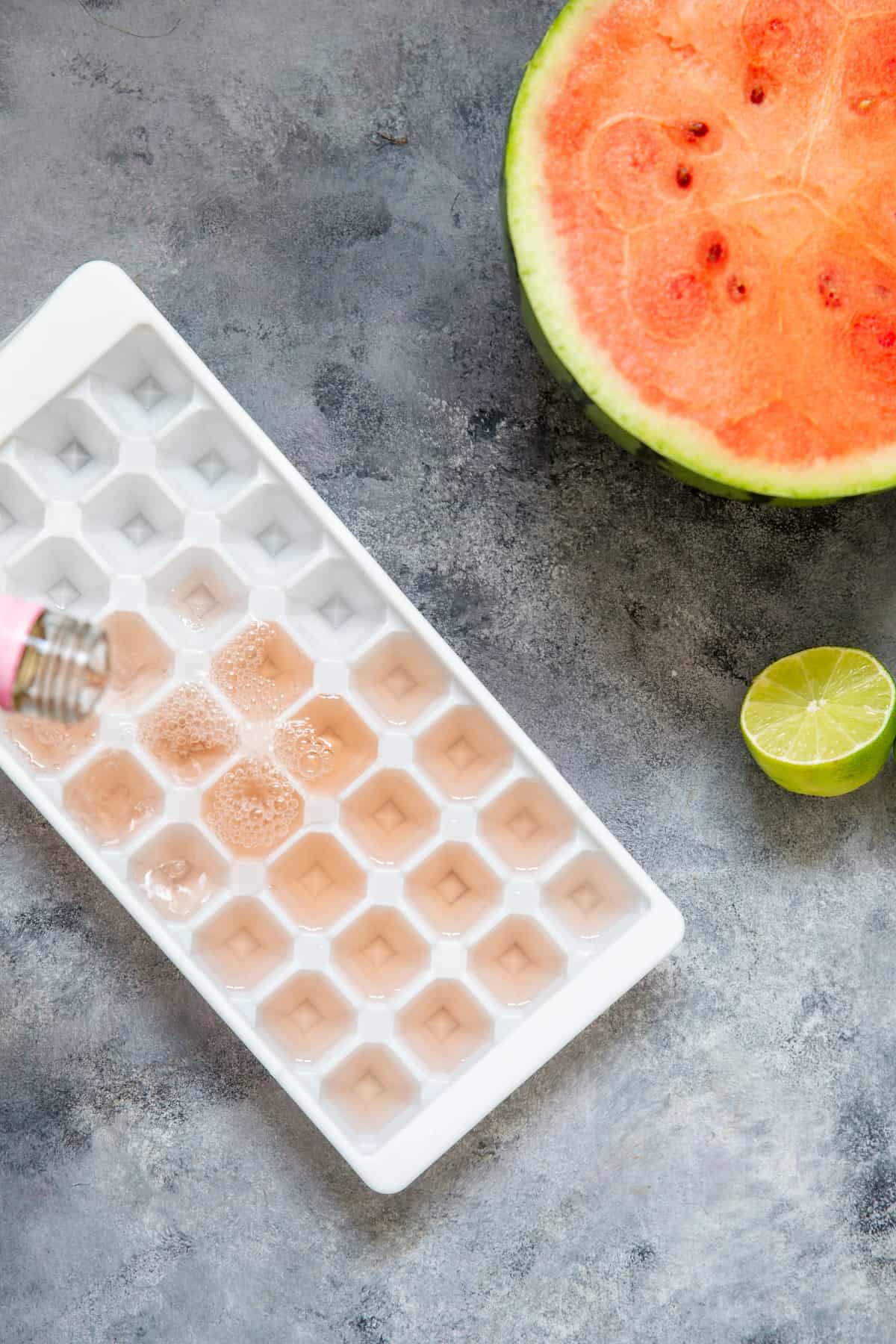 freeze rose wine in ice cube tray