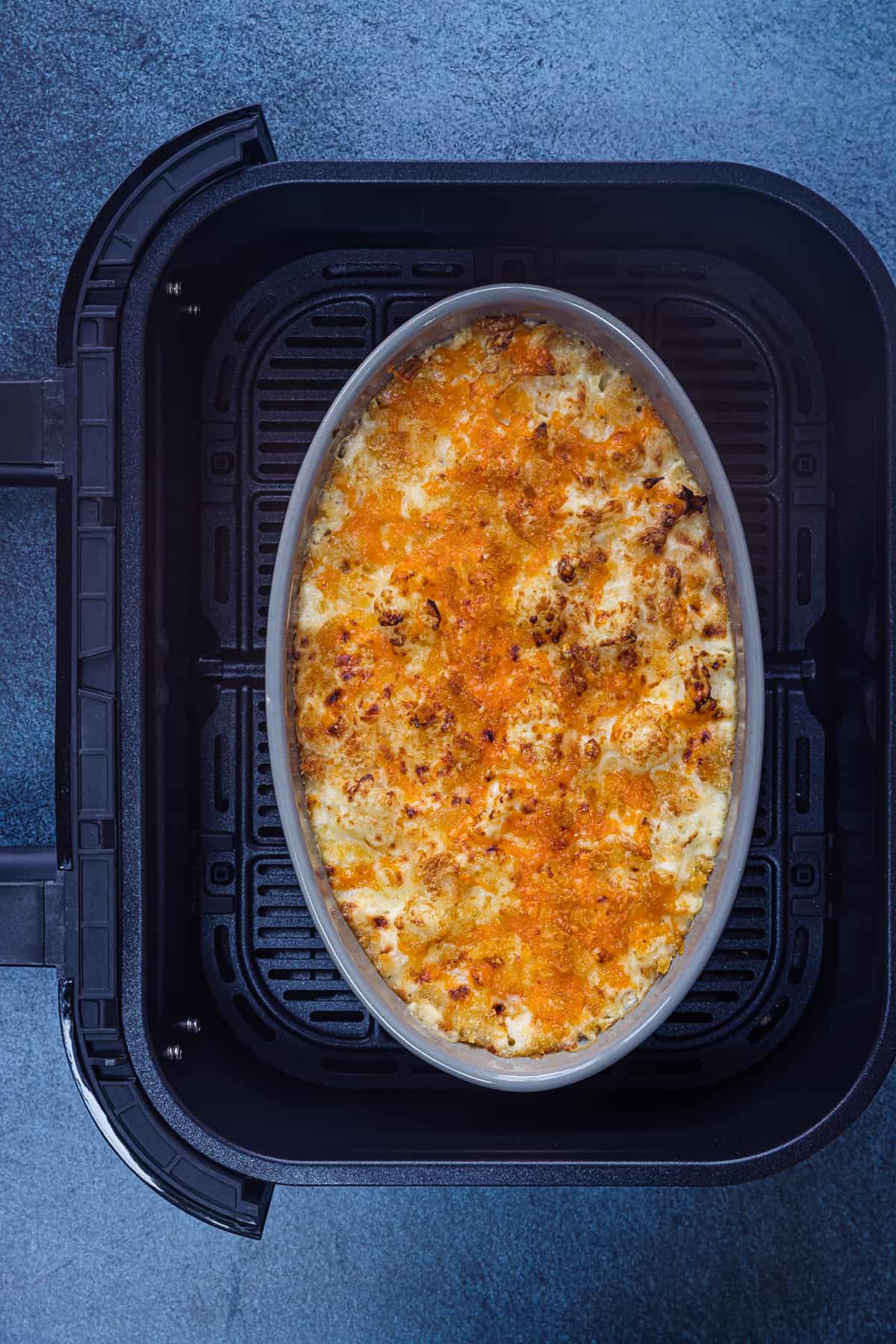 air fried cauliflower mac n cheese.