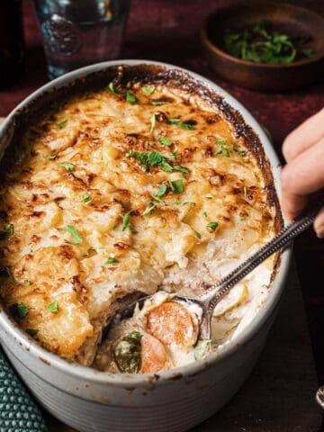 Air fryer Christmas vegetable gratin