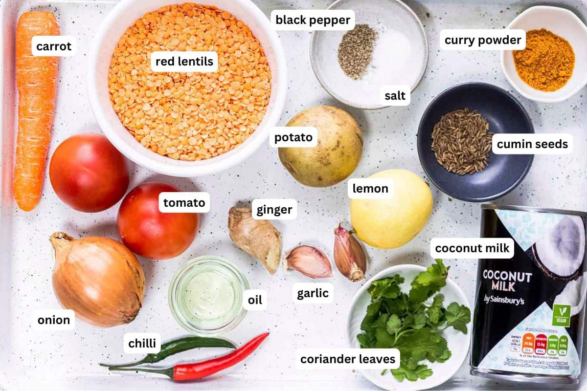 ingredients for red lentil soup