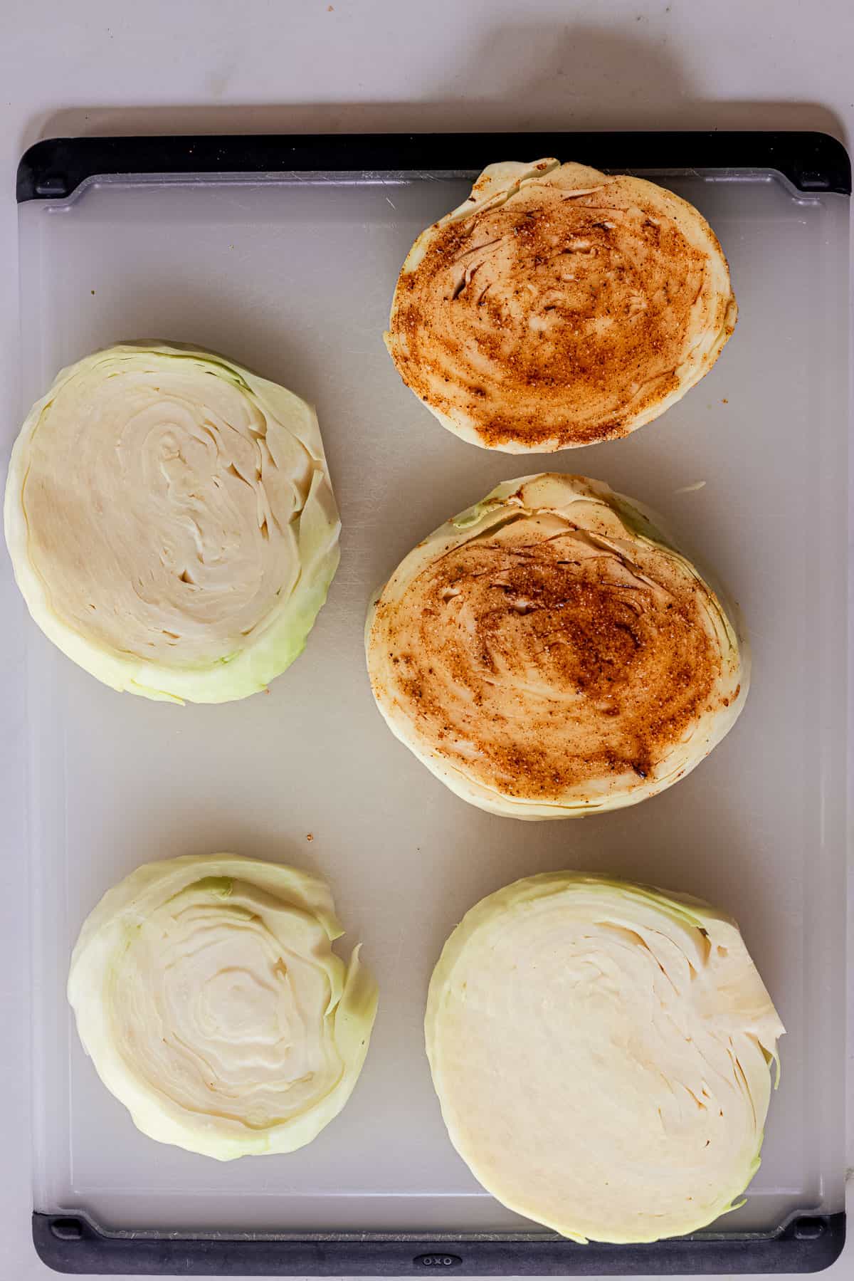 Brush the cabbage steak with seasoning mixture