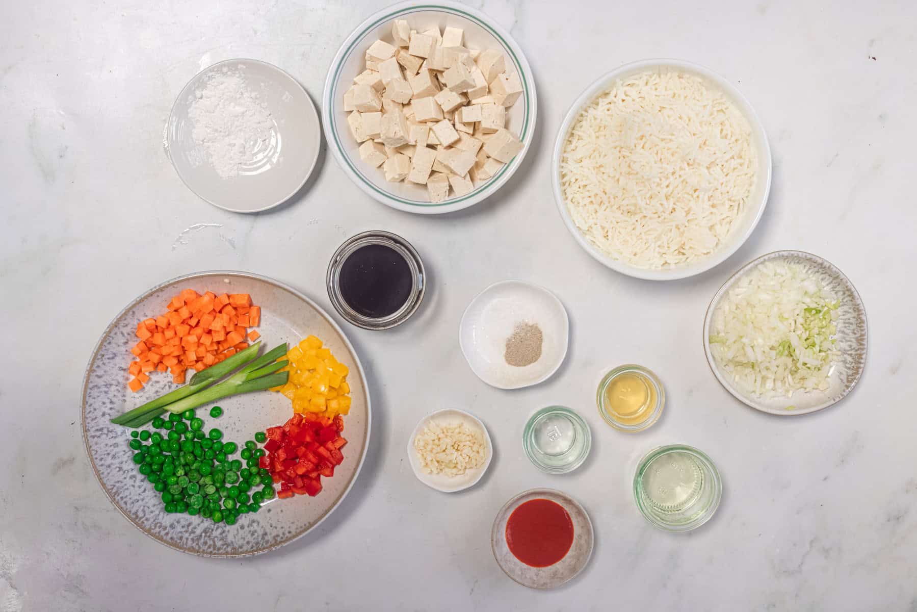 ingredients for tofu fried rice
