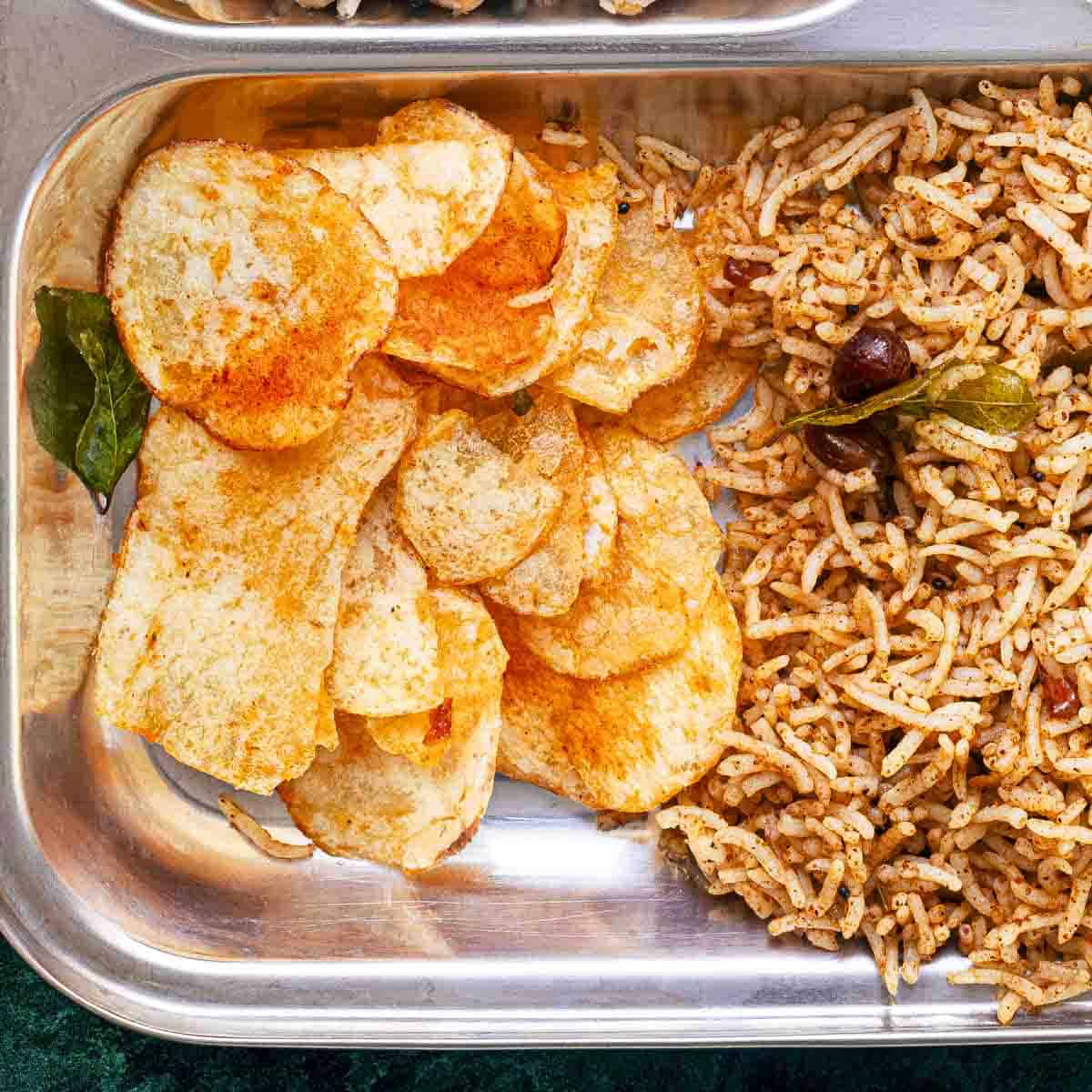 Homemade spicy potato Chips (Crisps) Sandhya's Kitchen