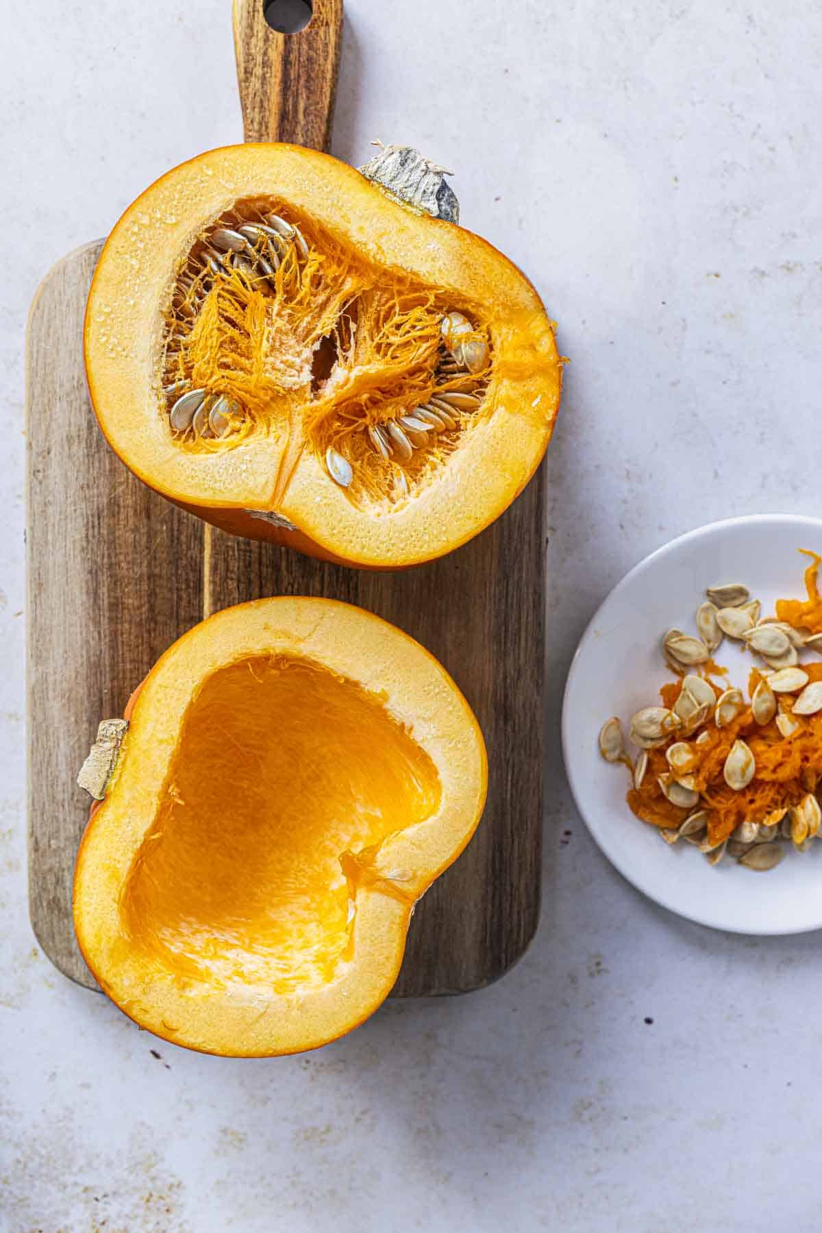 prep the pumpkin to make roasted pumpkin in air fryer.