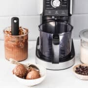 chocolate ice cream made in ninja creami deluxe machine.