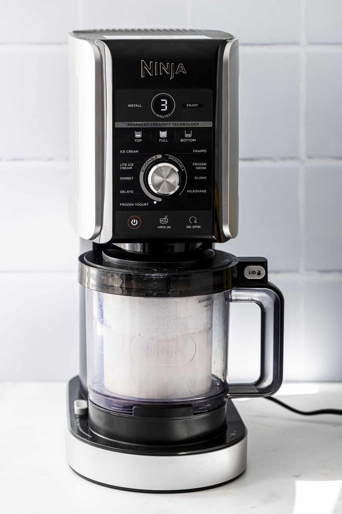 ninja creami frozen yogurt in the making in ninja creami deluxe.