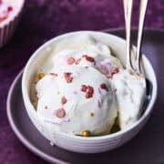 Ninja Creami Frozen Yogurt served with sprinkles in a bowl.