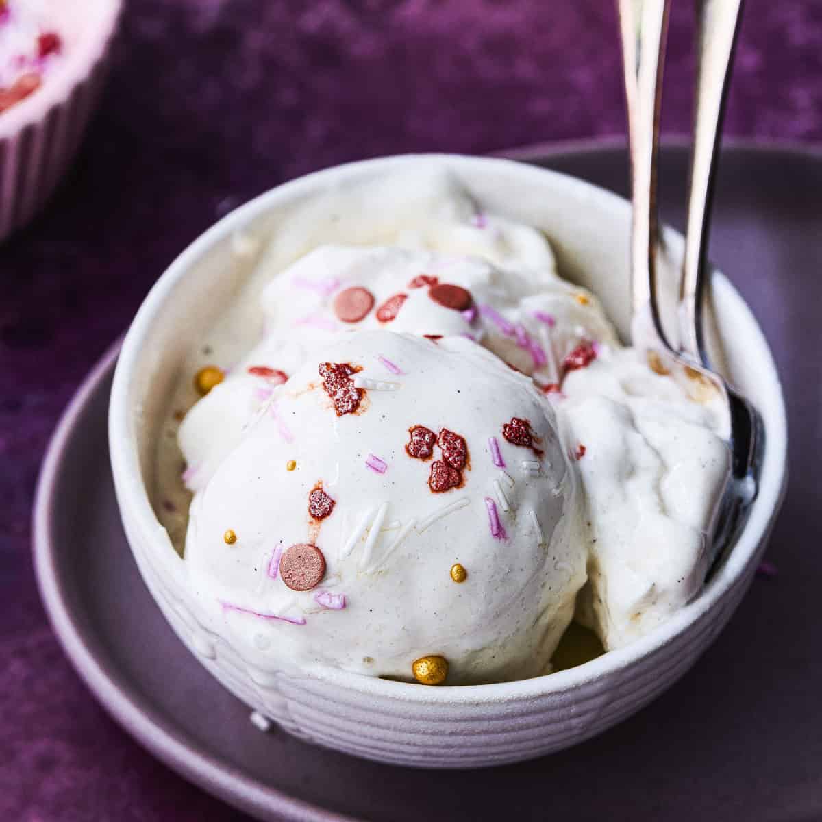 Ninja Creami Frozen Yogurt served with sprinkles in a bowl.
