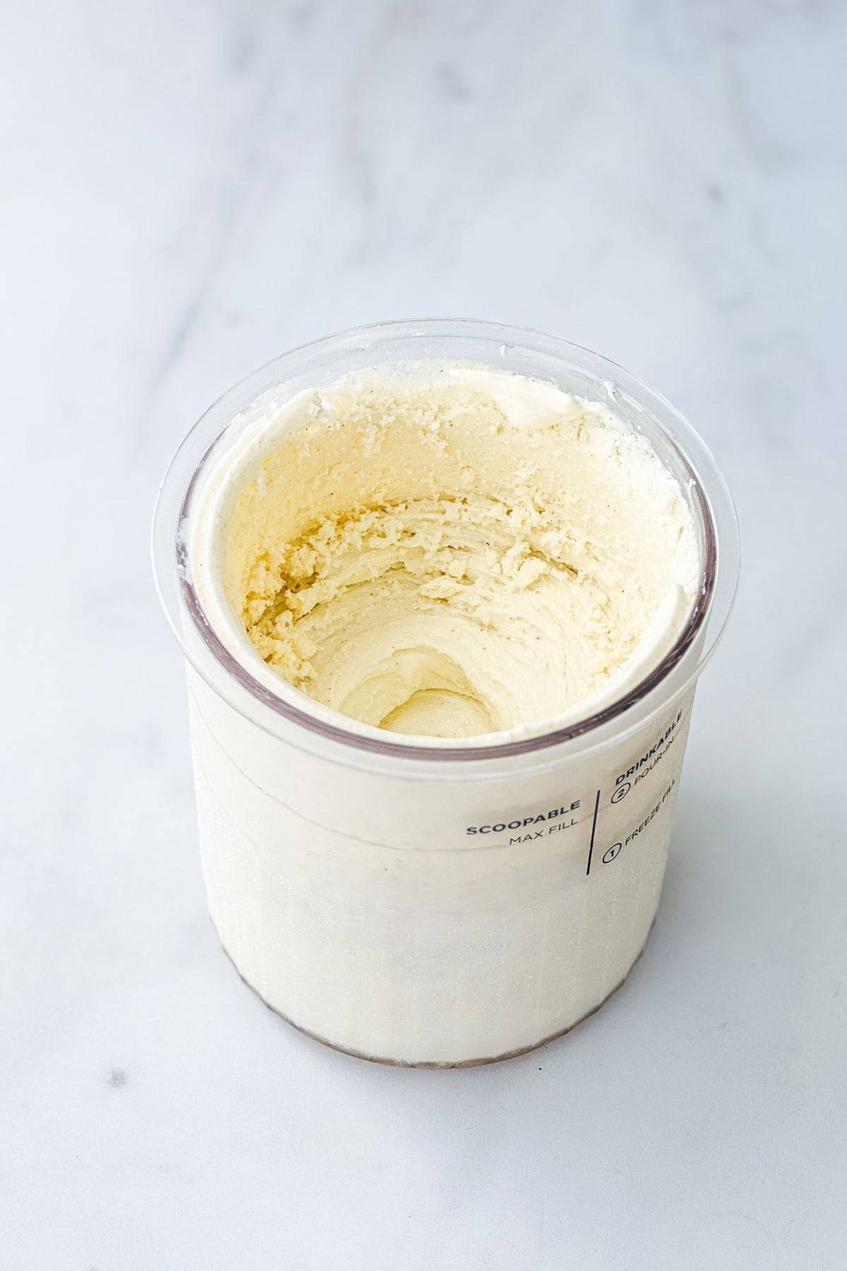 ninja creami frozen yogurt in the pint tub.