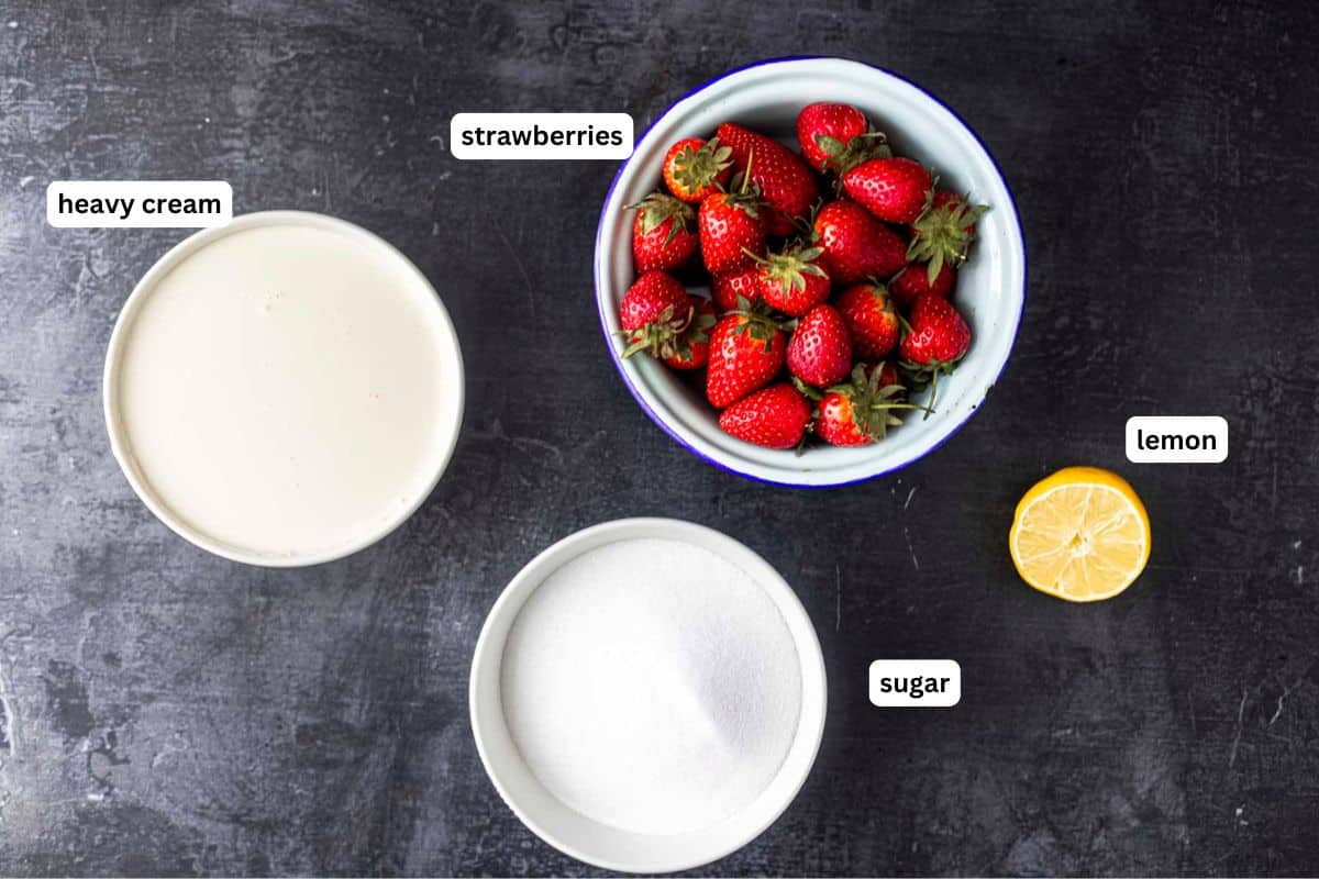 ingredients for Ninja Creami strawberry ice cream