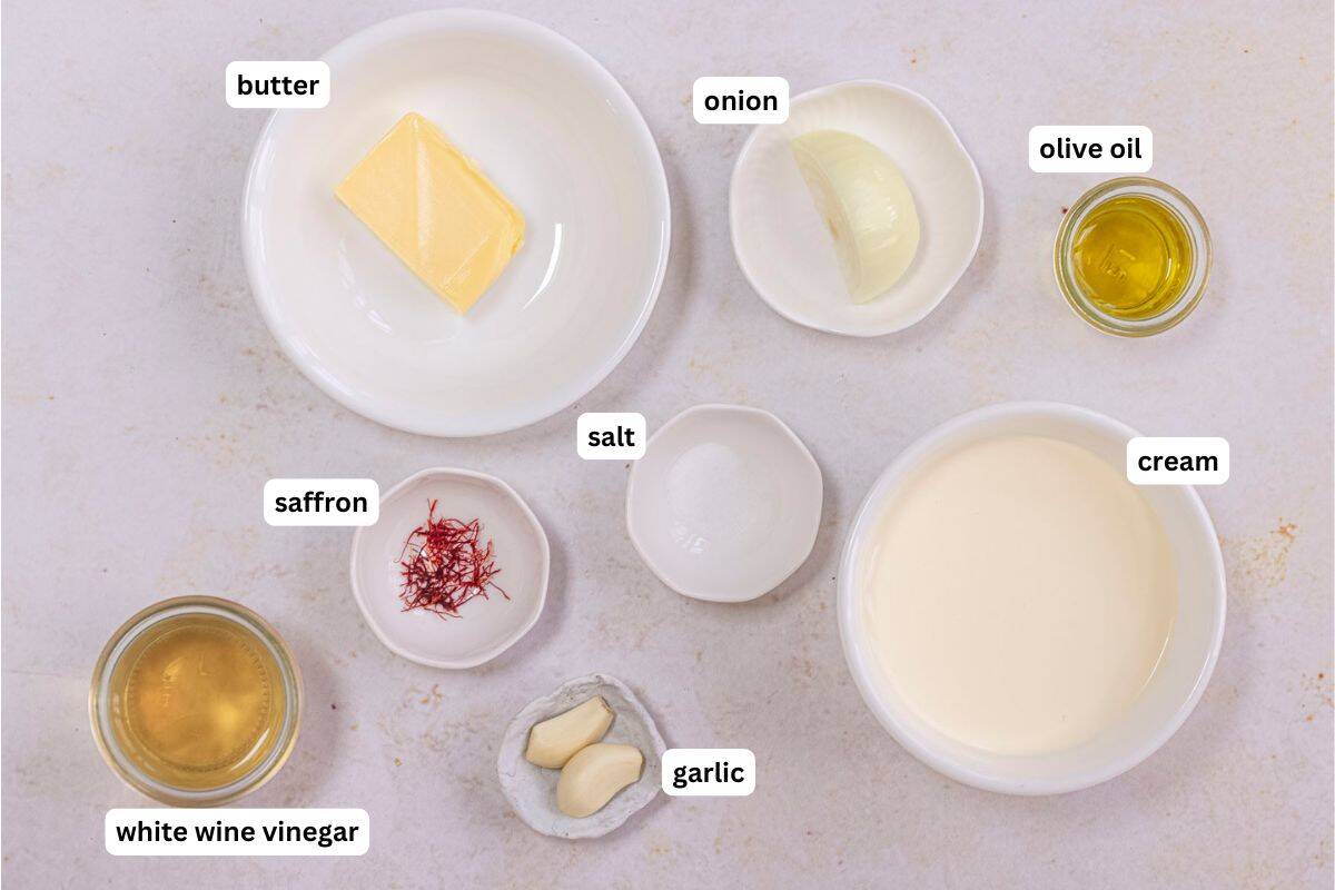 saffron cream sauce ingredients.