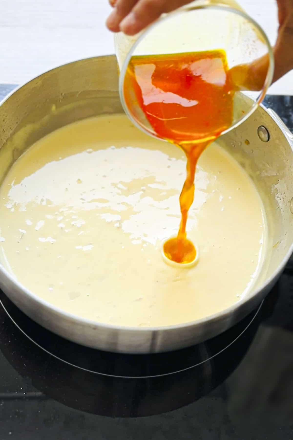 add cream and saffron water.