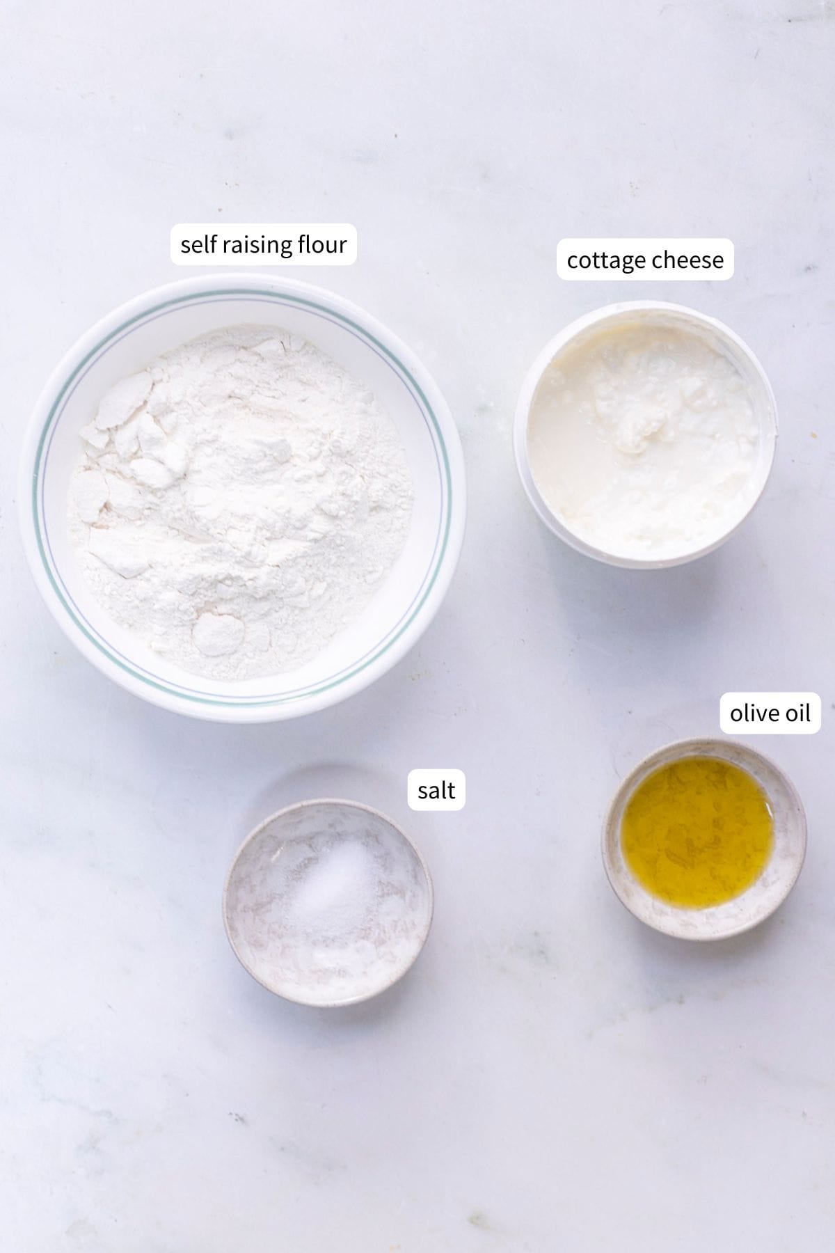 ingredients to make cottage cheese flatbread.