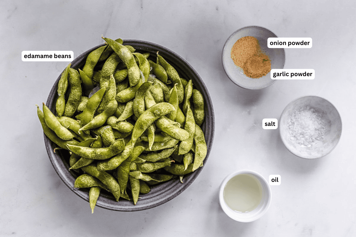 ingredients to make air fryer edamame in pods.