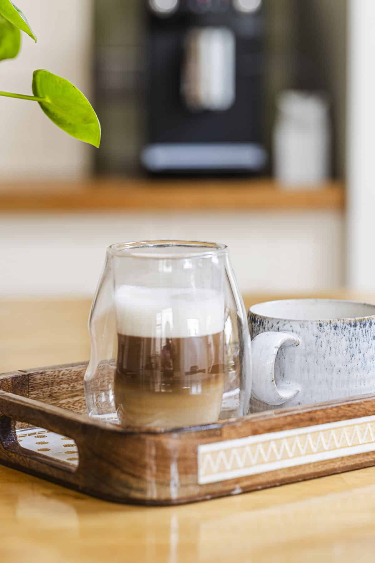 Latte Machiato and Cappuccino in a tray.