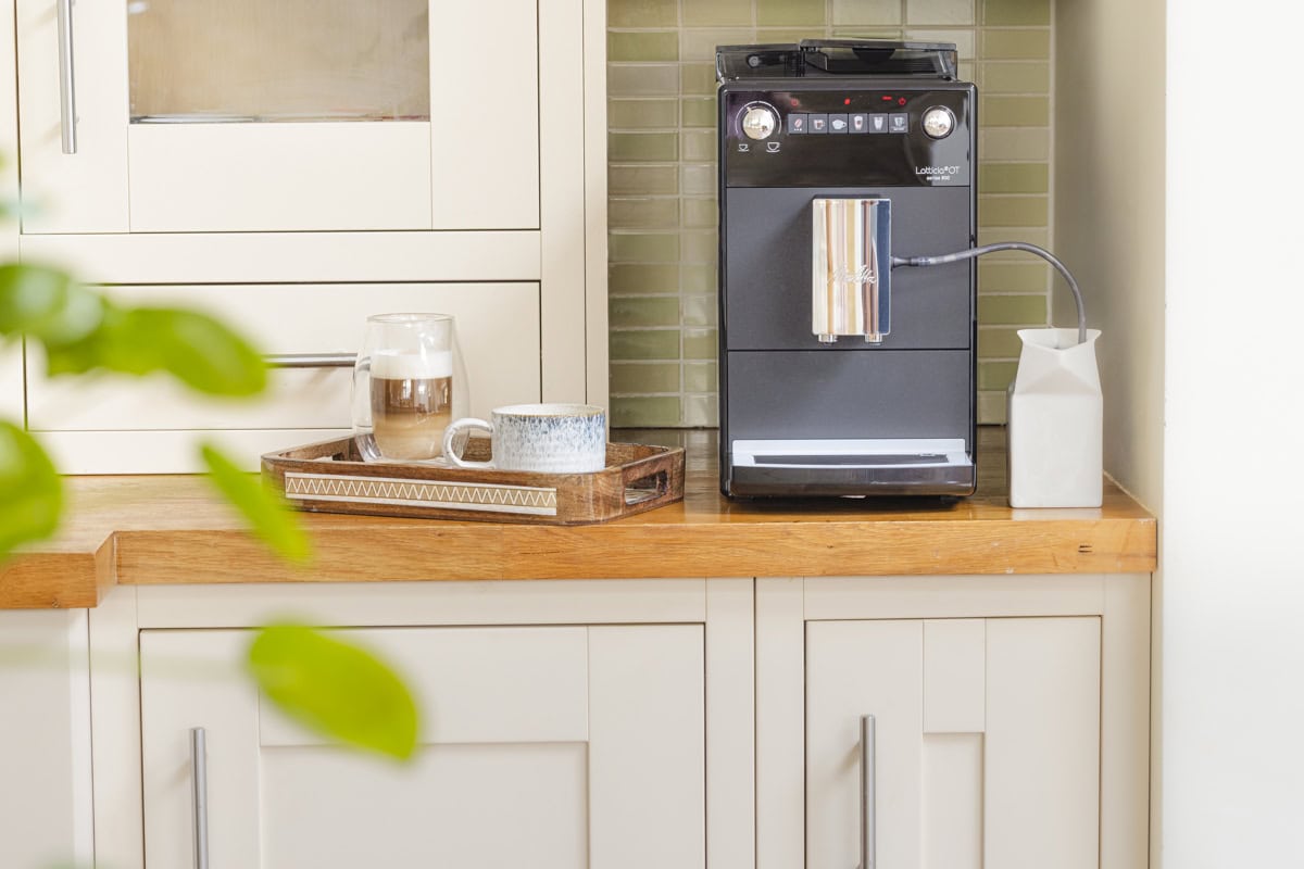 Melitta Latticia OT Bean to Cup Coffee Machine with two drinks latte and cappucino.