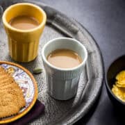 Two cups of vegan masala chai.