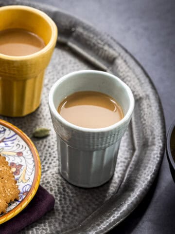 Two cups of vegan masala chai.