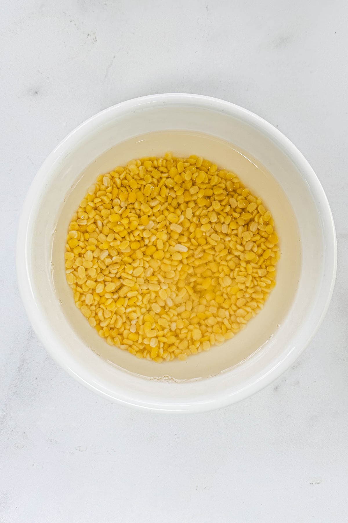 soaked moong dal in water.