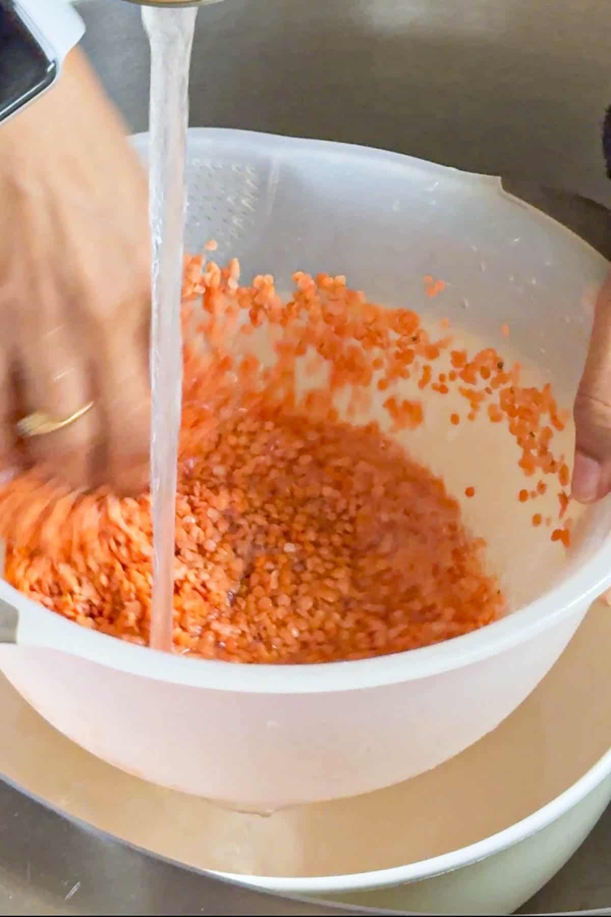 wash the red lentils