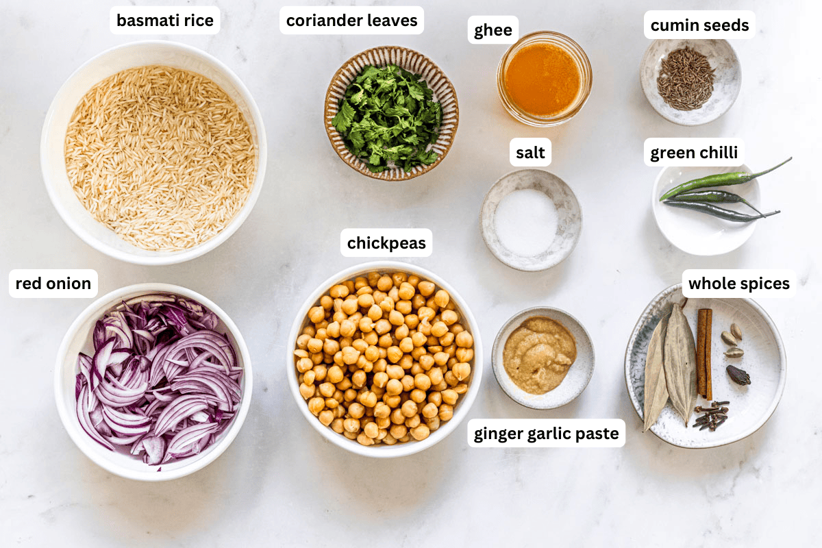 ingredients for chana pulao