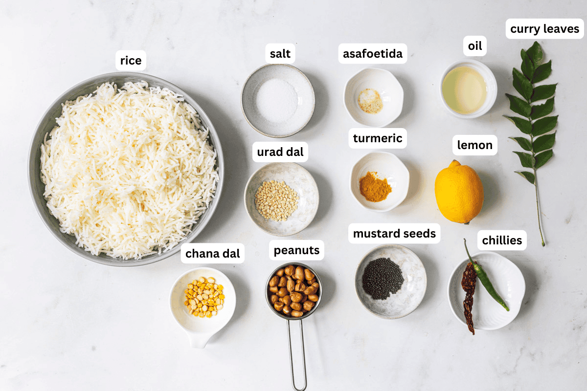 South Indian Lemon Rice Ingredients