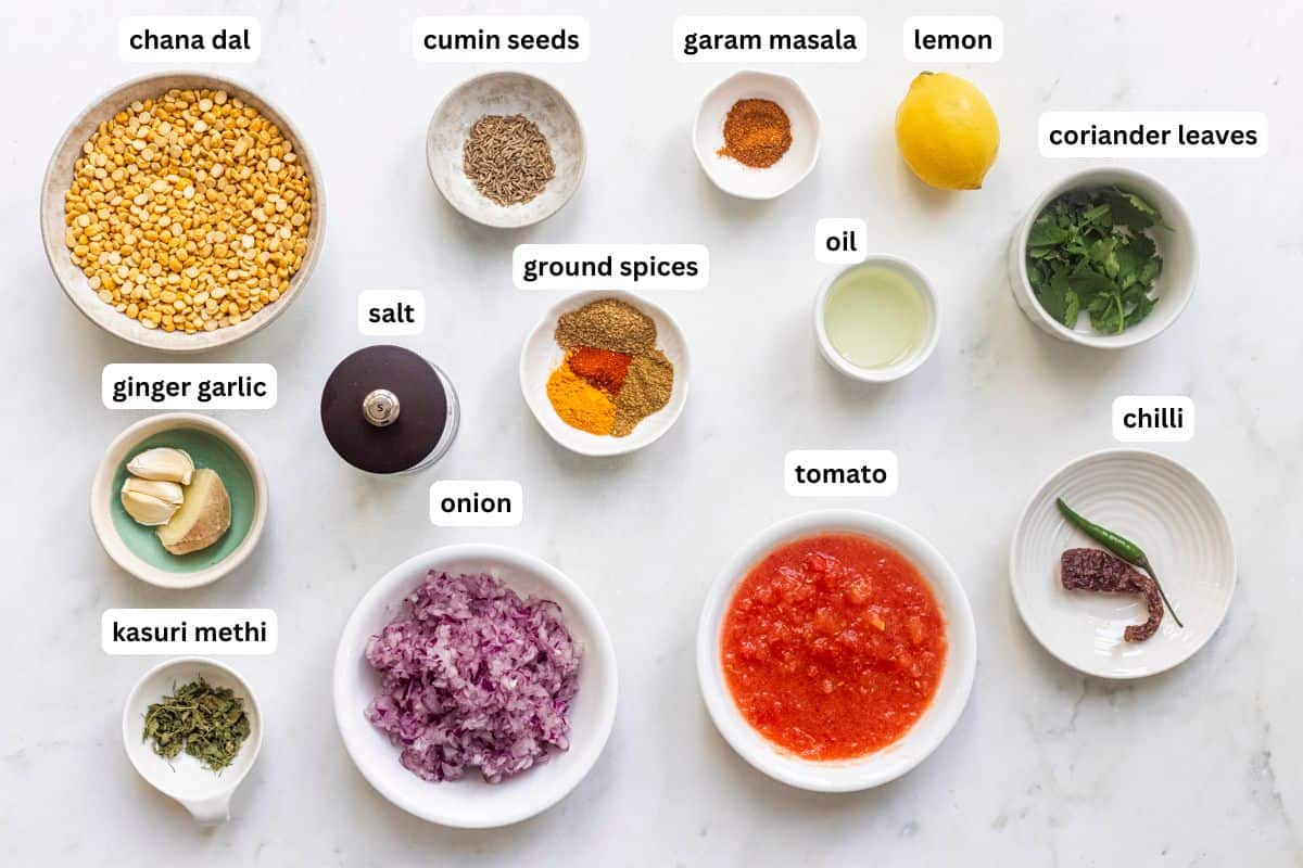 ingredients to make chana dal recipe.